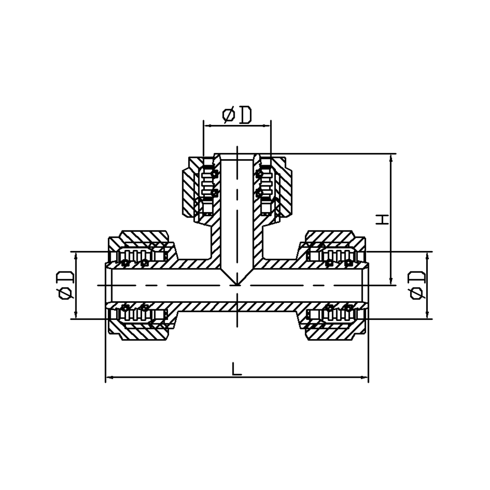 Té de compression en laiton H828